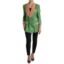 DOLCE & GABBANA Jacket Green Floral Double Breasted Coat IT40/US6/S 3680usd