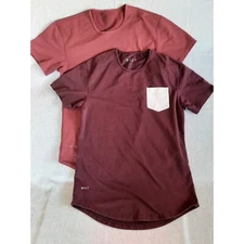 BYLT Men's 2pcs Chest Sz Large T-Shirt Short Sleeve Pocket Curve Hem Maroon Red