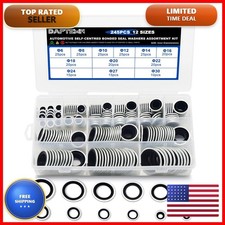Daptemn 245PCS Metric Bonded Sealing Washers, 12 Sizes Rubber Washers Kit