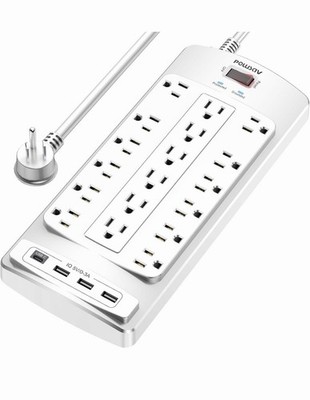 18 Outlets Surge Protector Power Strip - 6 Feet Flat Plug Heavy Duty Extension 