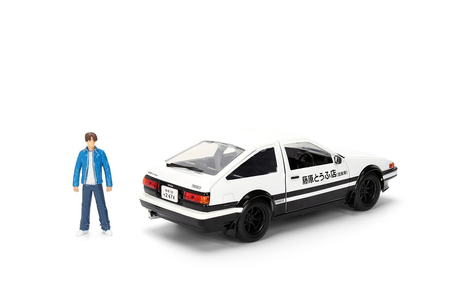 JADA INITIAL D TOYOTA TRUENO AE86 1/24 with TAKUMI FIGURE BLACK / WHITE 34501