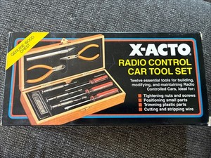 X-Acto Vintage Hobby Radio Control Car Tool Set 5088 Wood Box and Sleeve NOS