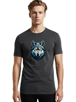 Wolf-Head-17 Mens Graphic Tee, 100% Cotton, Casual Summer Wear