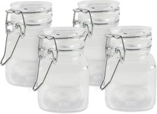 3 1/4" Square Glass 3oz Jar with Hinge Glass Lid for Home Kitchen, Arts Crafts