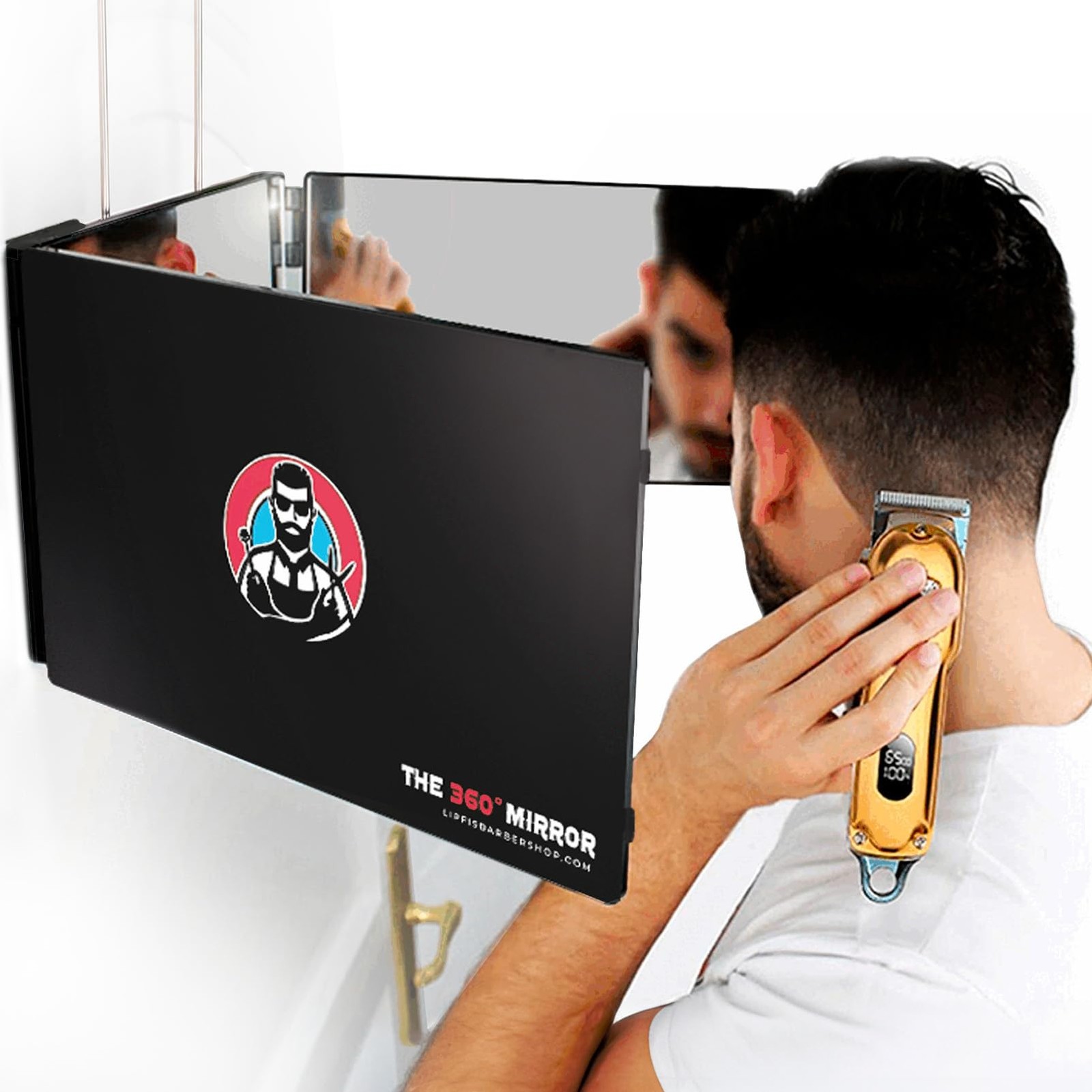The 360 Mirror - Adjustable Telescoping Hooks - 30L x 20W cm, I Without Led I