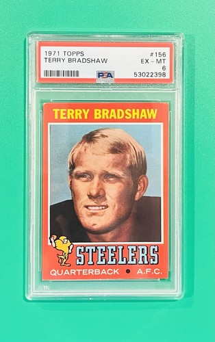 1971 Topps #156 Terry Bradshaw RC HOF PSA Graded 6 - EX-MT Vintage Card