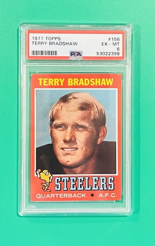 1971 Topps #156 Terry Bradshaw RC HOF PSA Graded 6 - EX-MT Vintage Card