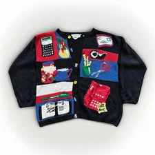 Vintage The Eagle's Eye Cardigan Womens M Payday Hand Knit Sweater Grandmacore