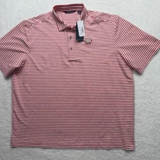 Cutter & Buck Polo Shirt Mens 2XL Red White Striped Golf Twin Warriors Logo