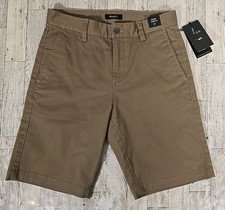 RVCA Boys Shorts 27 Weekday Stretch Dark Khaki Pockets 9" Inseam NEW