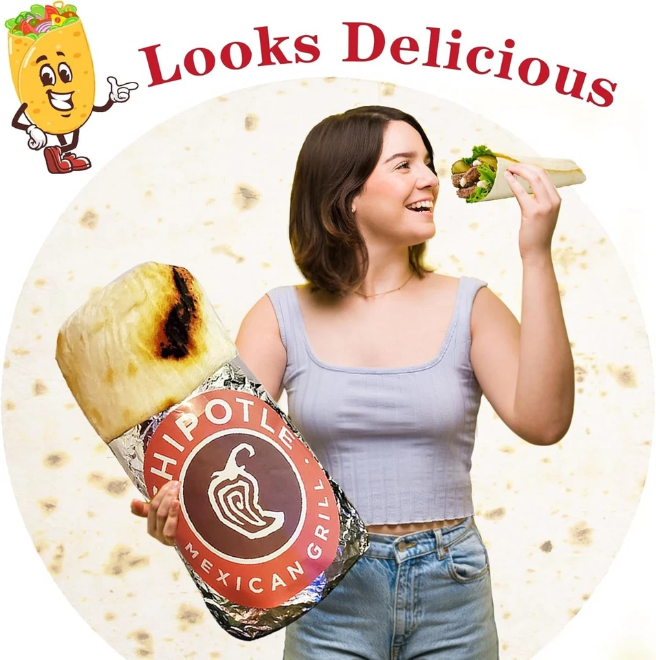 Burrito Tortilla Tiro Manta Regalos de Cumpleaños para Mujeres Hombres Adolescentes Niños Niñas,... Foto 3 de 4