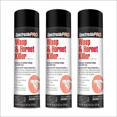 3 pack Spectricide Pro Wasp & Hornet Killer Aerosol Spray Outdoor Use Only 18 oz