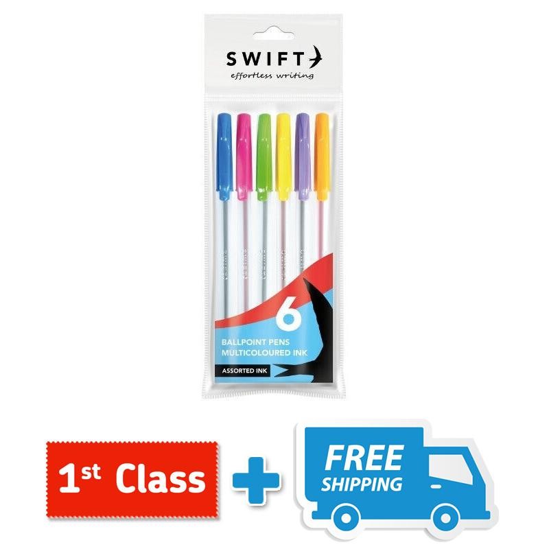 Pack of 6 Multicoloured Ballpoint Pens - Image 2