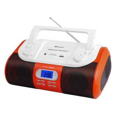 Portable AM/FM Radio Bluetooth USB SD Slot Aux Red Dual Power Source 1 PCS