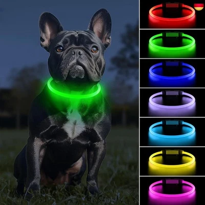 PcEoTllar Light Collar Dog Rechargeable with 7 Colours, Light Collar for Small