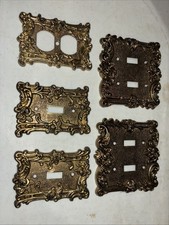 Vtg Brass Light Switch Plates Cover Ornate De...