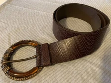 Chico's Brown Textured Leather Large fits 39"- 43"  Width 2.25" Buckle 4 3/8"