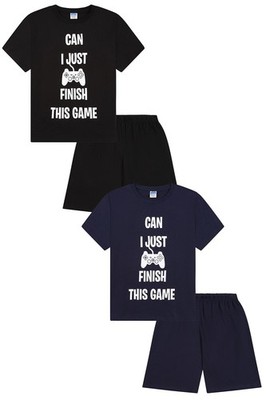 ThePyjamaFactory Can I Just Finish This Game kurz schwarz navy 2er Pack Jungen Schlafanzug