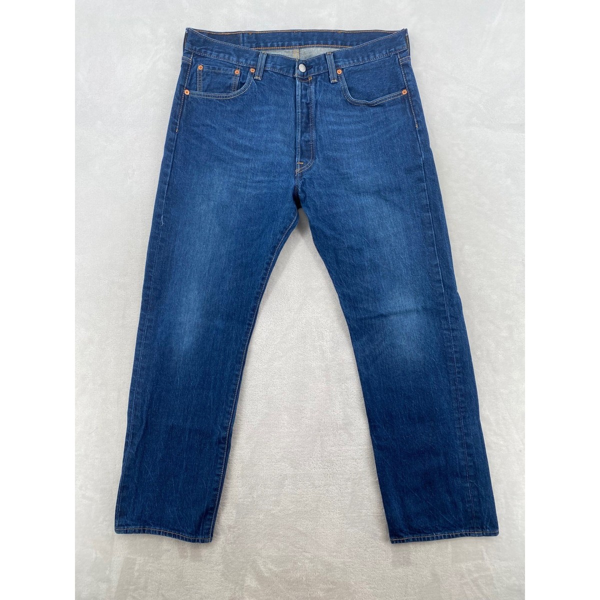 Levi Strauss 501 Mens Jeans Dark Wash Button Fly Straight Leg 38x32 (36x31)