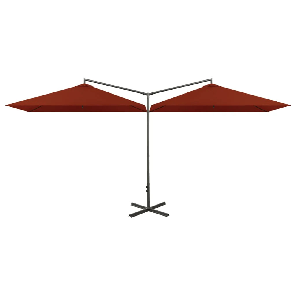 Parasol double 600x300 cm grand format de terrasse avec mât acier Helloshop26