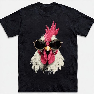 Vintage Rooster Gold Sunglasses FunnyT-Shirt Retro Chicken Tee