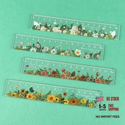Set of 4 Clear Acrylic 6'' Small Plastic Rulers - Measuring