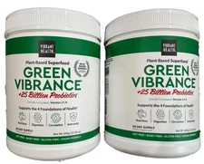 LOT OF 2 VIBRANT HEALTH Green Vibrance Powder 60 Servings 23.83 oz EXP2026+ NEW