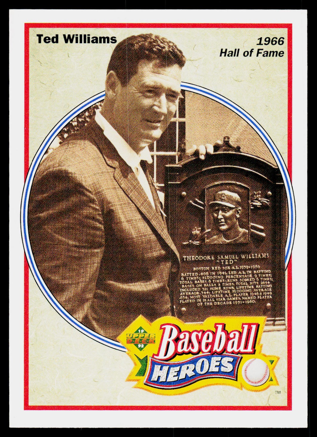 1992 Upper Deck #NNO Ted Williams Baseball Heroes: Ted Williams Box Bottoms