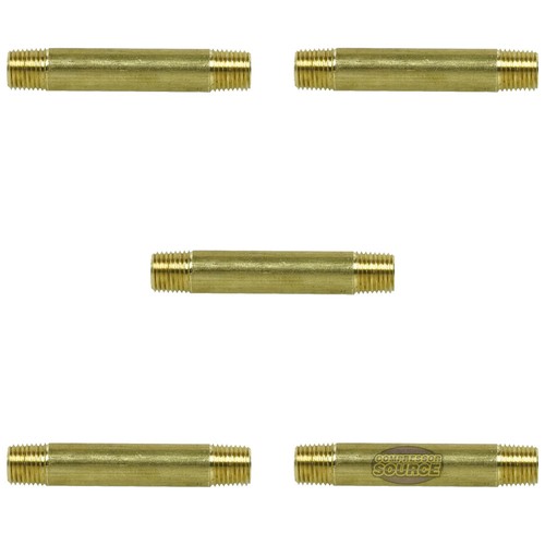 1/4" NPT X 3" Long Solid Yellow Brass Nipple Extension 1200 PSI Max 117C3 5-Pack