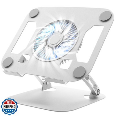 SHUWEI Laptop Cooling Stand with 3 Speed Fan, Adjustable Height and Angle, Ca