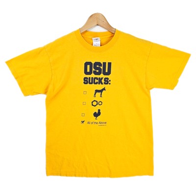 OSU Ohio State Buckeyes Suck Shirt Mens Size Medium Yellow Vintage Y2K  Funny 
