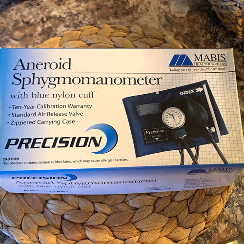 MABIS Precision Aneroid Analog Sphygmomanometer Blue Nylon Cuff Case