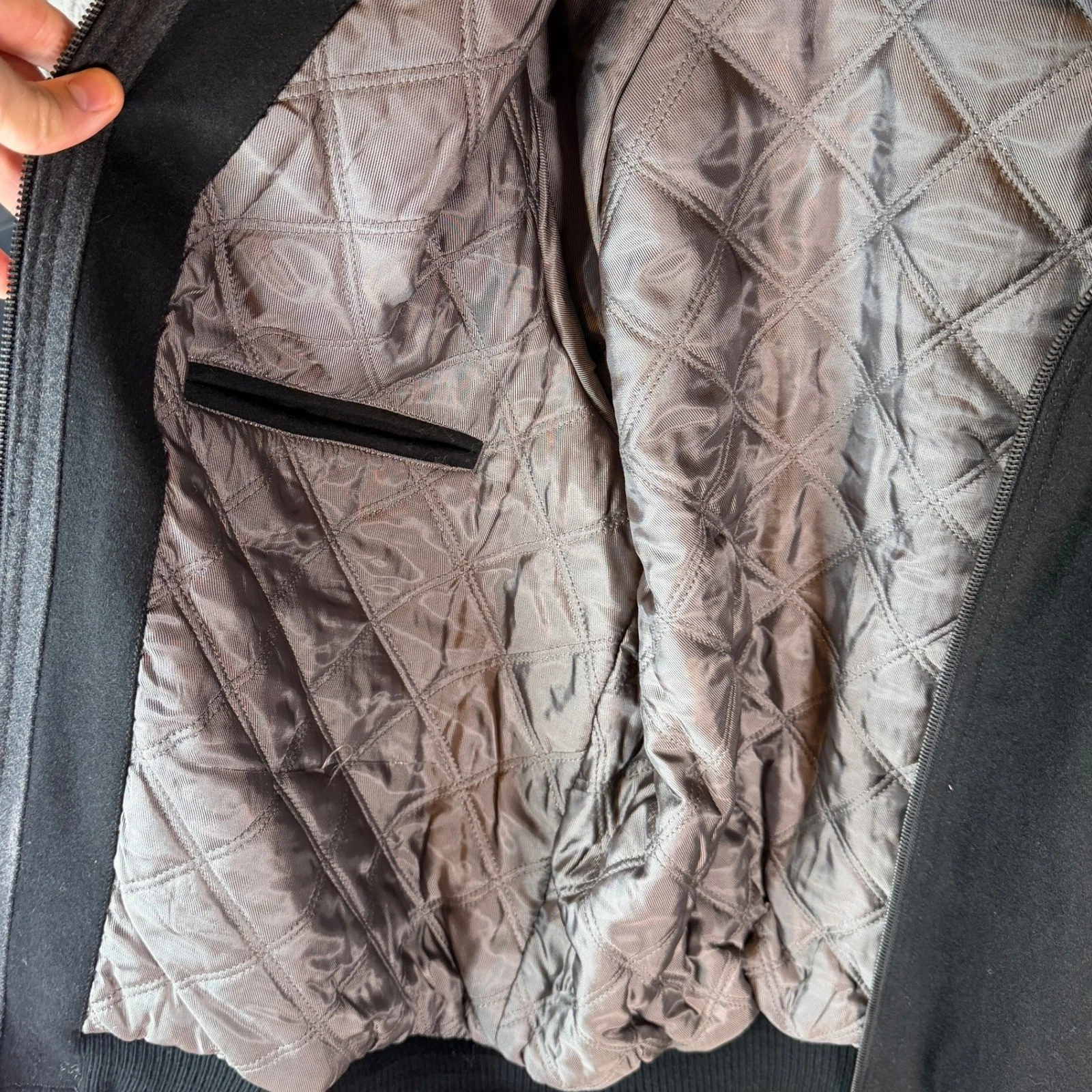 Roundtree & Yorke Mens Wool Blend Black Bomber Jacket with Quilted Lining XL NWT image 3