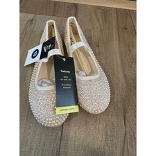 Art Class Rhinestone Mesh Ballet Flats Girls 13 Champagne Sparkly Dress Shoes