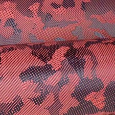 3K 240gsm red camouflage pattern carbon fiber blended fabric 100cm x 30cm.