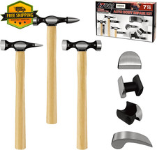 Car Body Repair Tool Kit 7pcs Hammer Dolly Set Carbon Steel Dent Tools