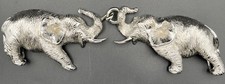 Alexis Kirk 2 Elephants Belt Buckle Large Size 9  Long, Silver Tone Signed