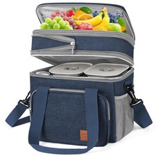 Insulated Lunch Bag 17L Expandable Double Deck Lunch Box for Women/Men Leak Free