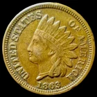 1863 INDIAN CENT FULL LIBERTY XF