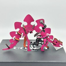 NEW WITH TAGS COACH STEGGY PUZZLE HOT PINK/ORANGE LEATHER KEY RING BAG CHARM