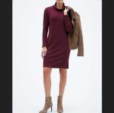NWT Banana Republic Mock Neck Knit Sweater Dress Cherry Red/Plum Sz M