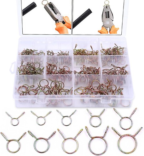 470PCS Fuel Line Hose Tubing Spring Clips Clamps for Motorcycle Scooter ATV - Foto 1 di 14