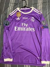 2016/2017 Retro Long Sleeve Real Madrid Away Football Jersey #9 Benzema Final