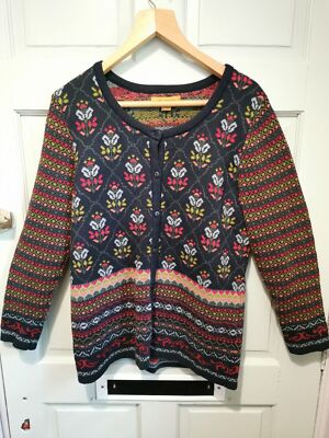 April Cornell Strickjacke Blumen M marine warm