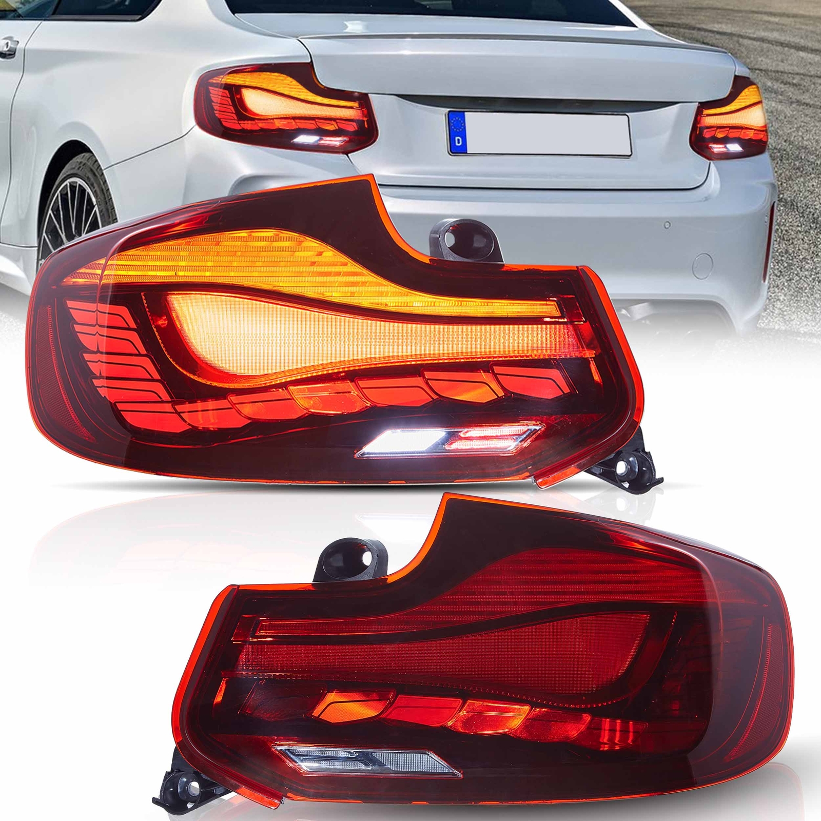 Feux arrière OLED VLAND pour BMW Série 2 F22 F23 F87 année 2014 à 2020 couleur rouge une paire