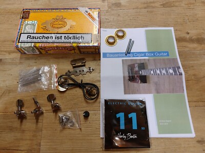 Cigar Box Guitar KIT 3saitig elektrisch/akustisch (ohne Gitarrenhals)