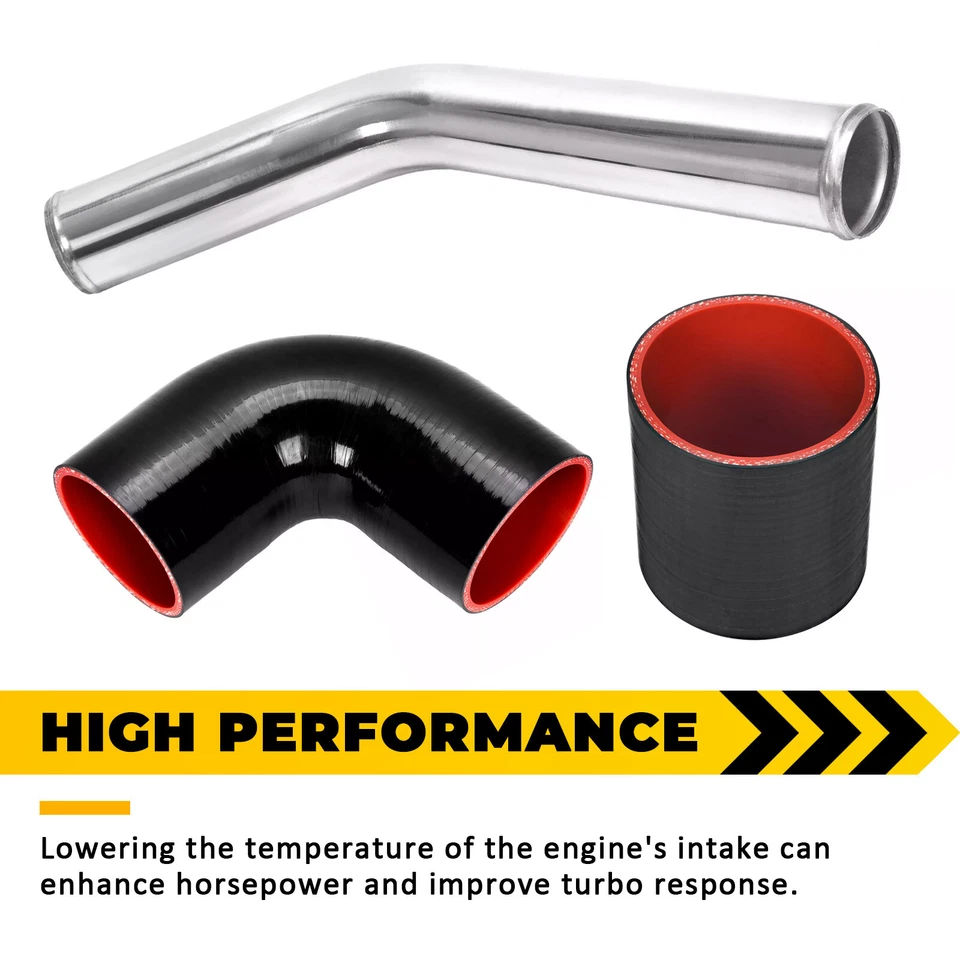 2.5" Universal Aluminum Turbo Intercooler Elbow Pipe Kit + Silicone Hose + Clamp - Image 4 of 4