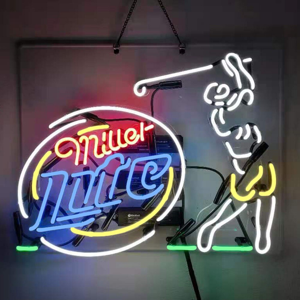 Play Golf Lite Beer Neon Sign 24x20 Beer Bar Man Cave Wall Decor