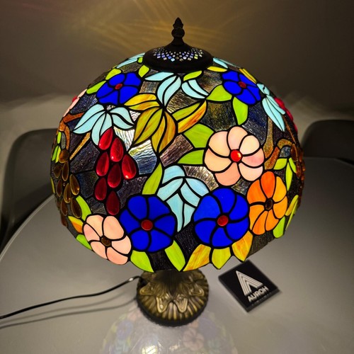 Tiffany Floor Lamp 16 inch Multicolor Stained Glass Shade With 2x free Tri Bulbs - Picture 26 of 46