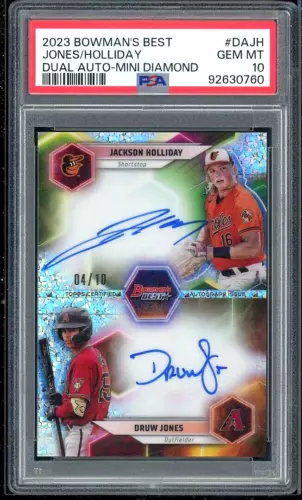 2023 Bowman’s Best Drew Jones Jackson Holliday Dual Auto Mini Diamond /10 PSA 10